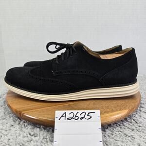 Cole Haan Mens 11.5M Classic Grand II Black Suede Wingtip Casual Daily Oxford